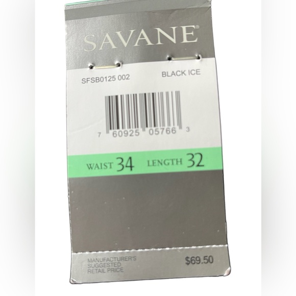 NWT SAVANE Men’s slacks, trousers, pants, 34” x 32”, black ice, zip front - Picture 5 of 8